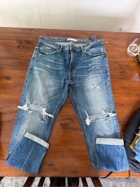 Zara Men's Distressed Blue Skinny Jeans